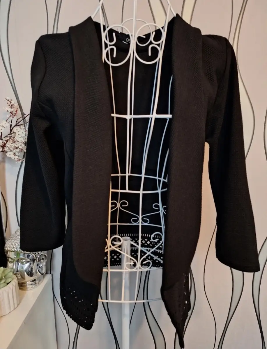 Quiz Black Open Front Blazer Cardigan UK 12