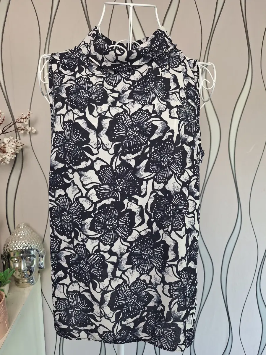George Navy White Floral Sleeveless Blouse UK 12