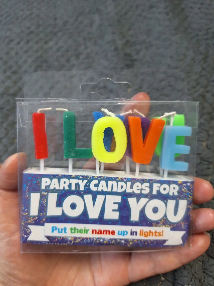 I LOVE YOU Party Candles Multicoloured Letter Cake Candles