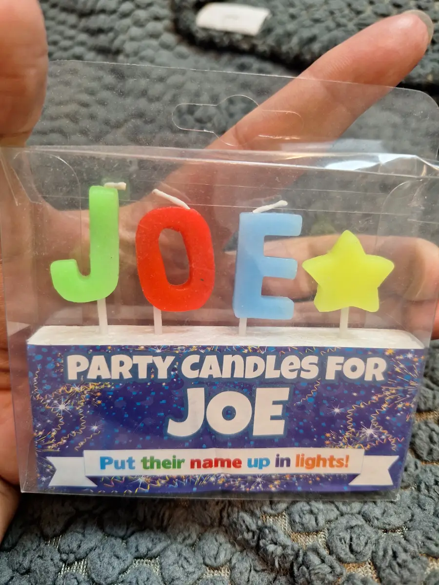 JOE Letter Birthday Cake Candles with Star New
