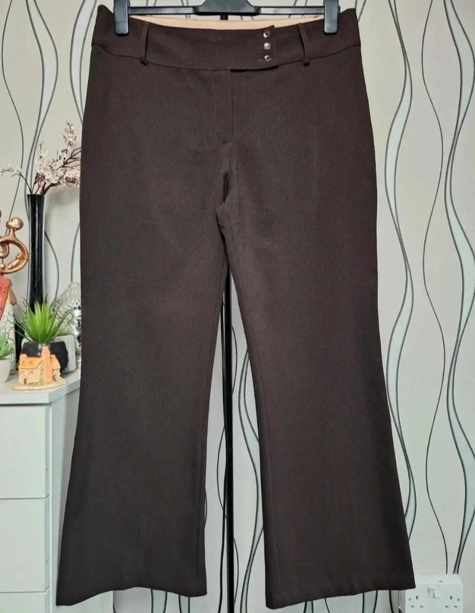 Matalan Brown Wide Leg Smart Trousers UK 16