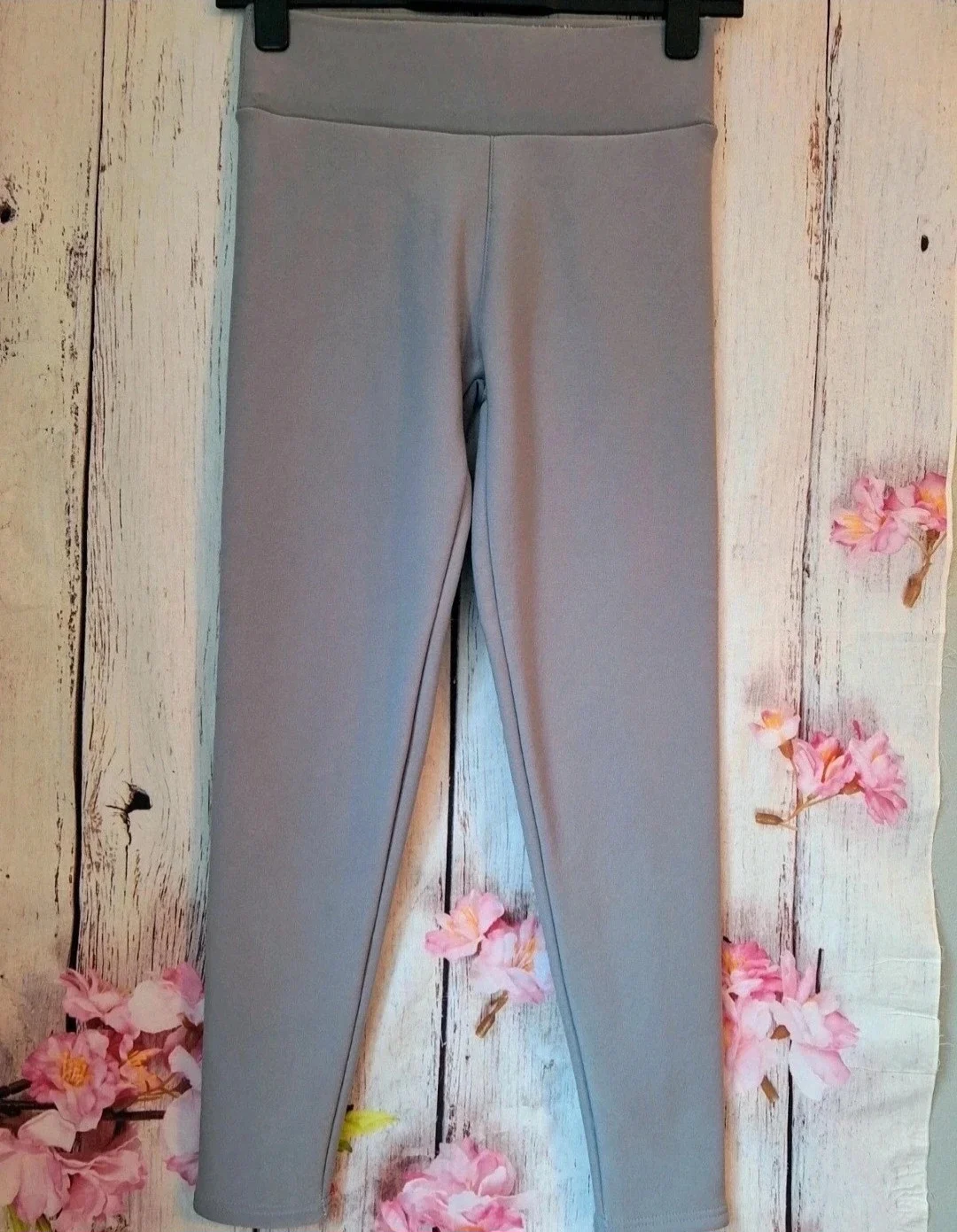 Fleece Lined Leggings Grey Lilac UK 8-10