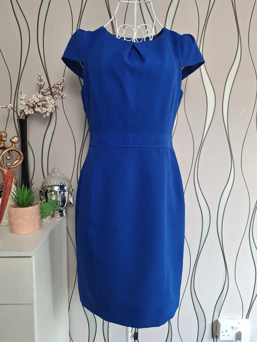 New LOOK Cobalt Blue Pencil Wiggle Midi Dress UK 12