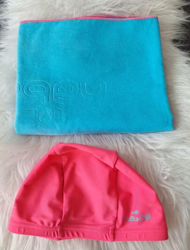 Nabaiji Swim Set Towel 65x90cm & Swim Cap One Size Blue Pink