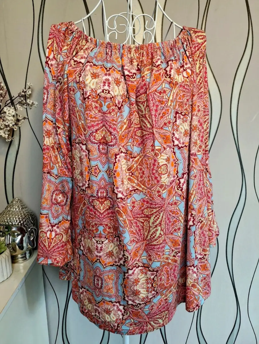 George Paisley Off Shoulder Blouse UK 18 Multicolour