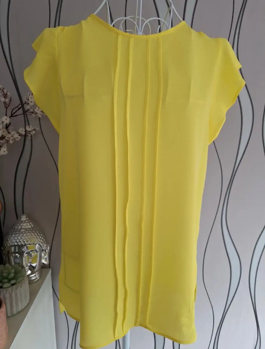 Primark Yellow Blouse UK 10 Short Sleeve Lightweight Top