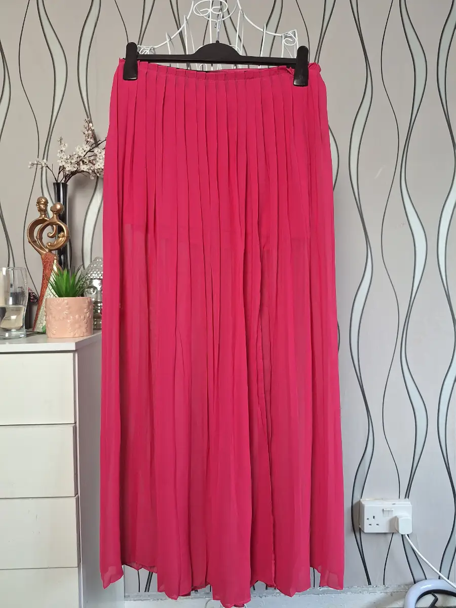 River Island Pink Pleated Maxi Skirt UK 10