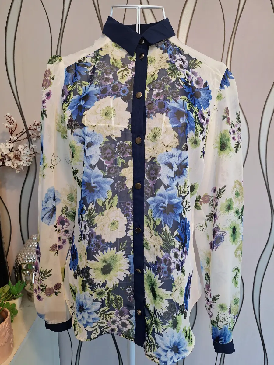 Atmosphere Floral Sheer Chiffon Shirt Blouse UK 10