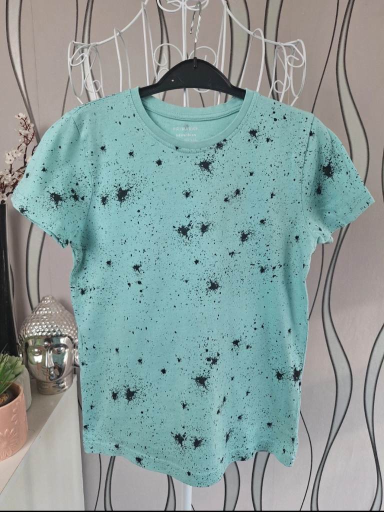 Primark Kids Mint Green Paint Splatter T-Shirt Age 8-9 Years 134cm