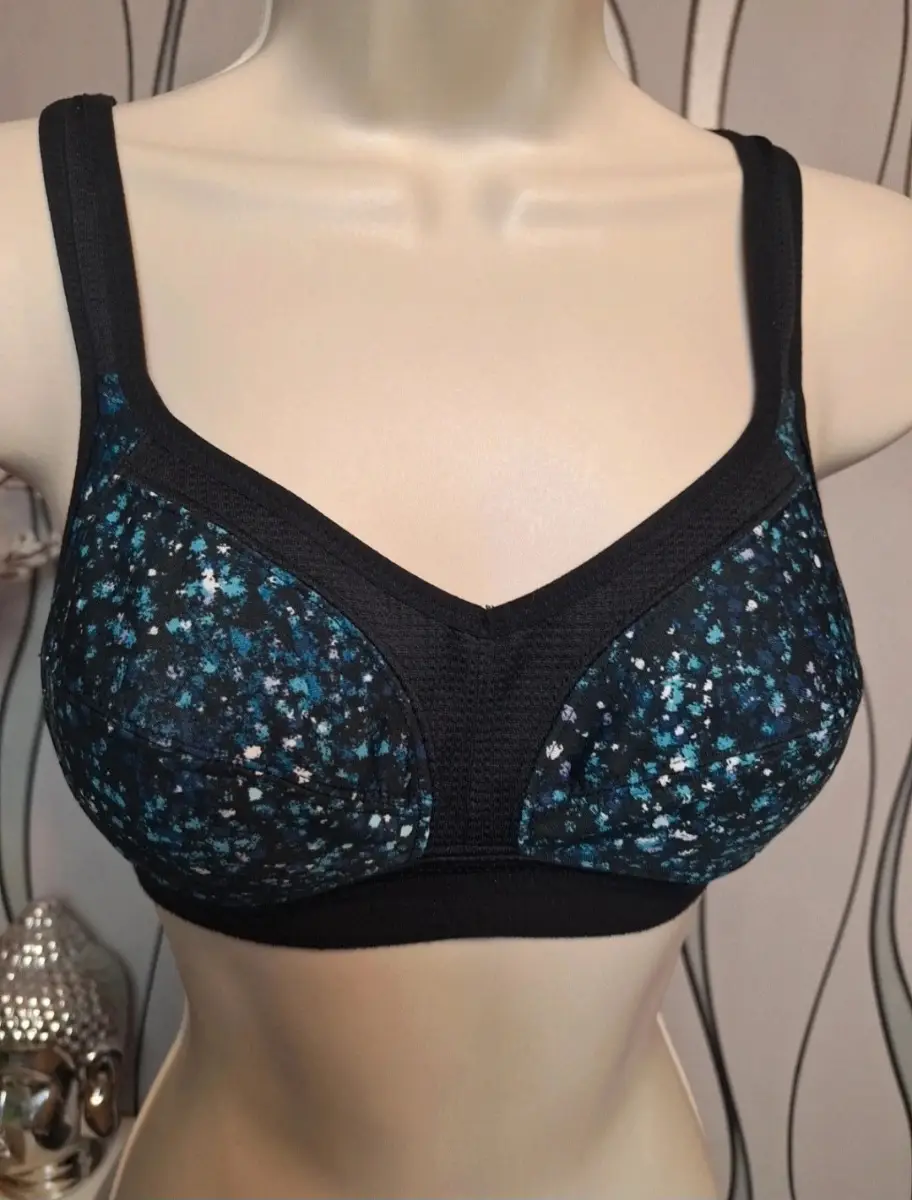 M&S Non Wired Bra Black Blue Speckled UK 34A