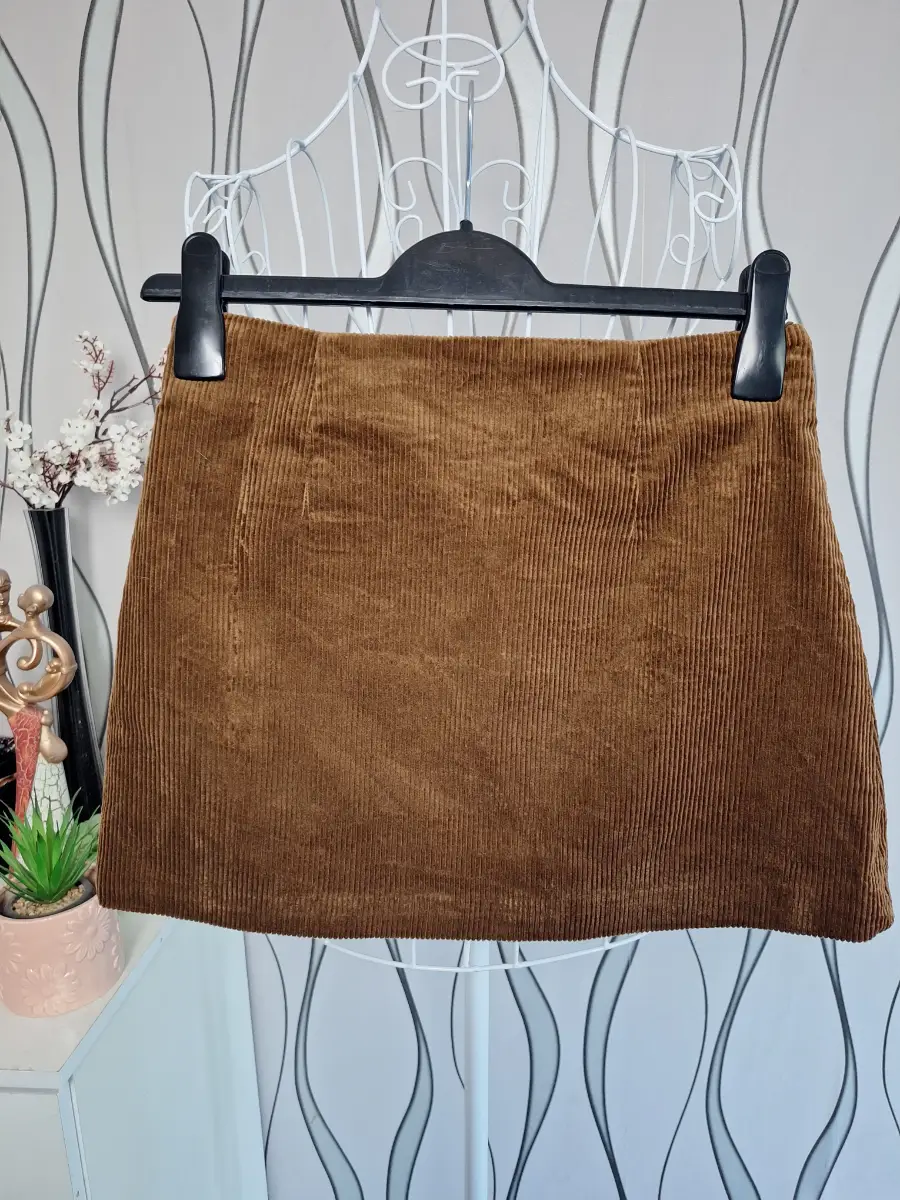 Zara Brown Corduroy Mini Skirt XS UK 8