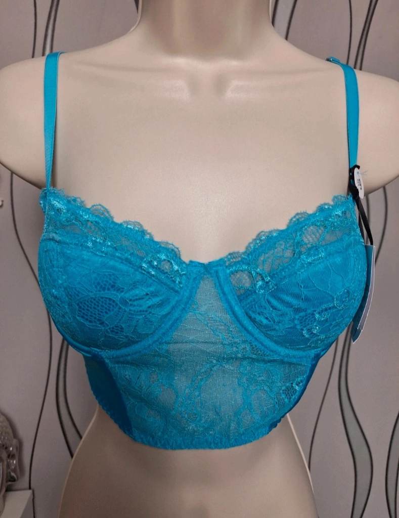 Primark Longline Lace Bra Blue 32D New With Tags