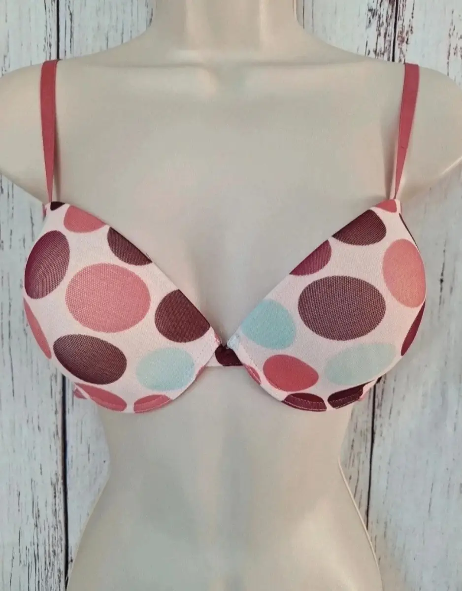 Secret Possessions Polka Dot Padded Bra 36B Pink Burgundy Multi