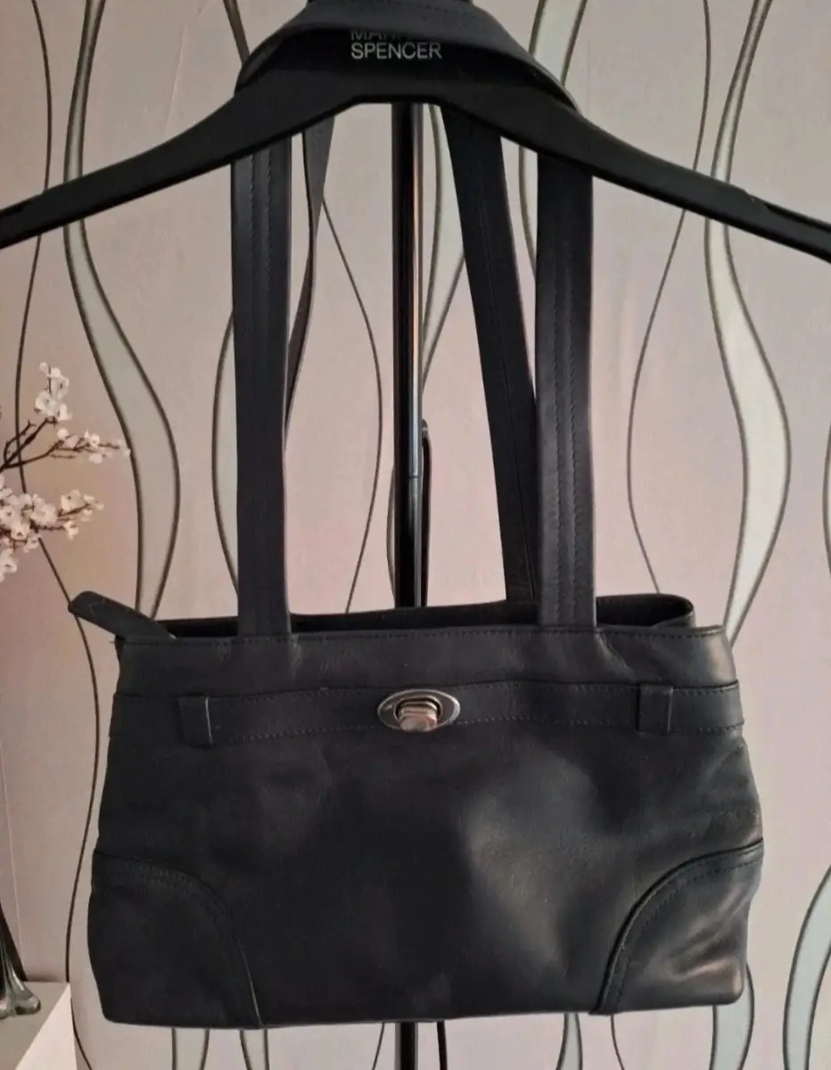 Hotter Genuine Leather Graphite Grey Shoulder Bag Small Tote