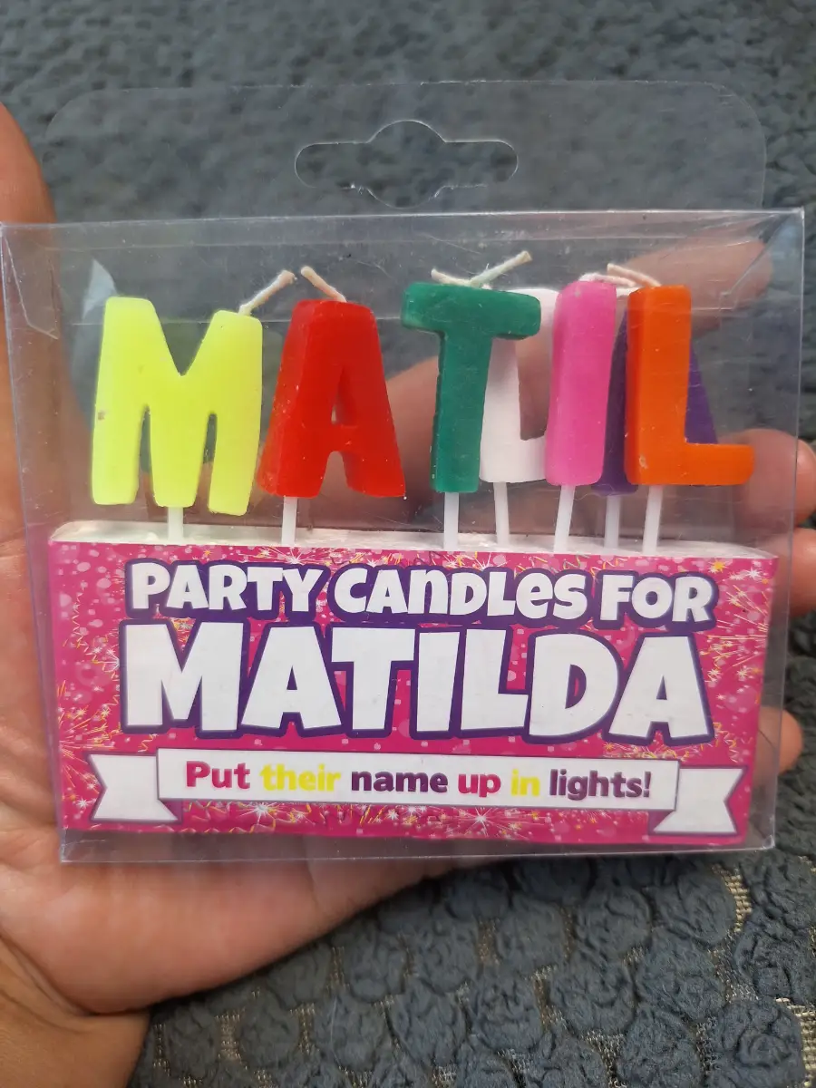 MATILDA Name Birthday Party Candles Multicoloured