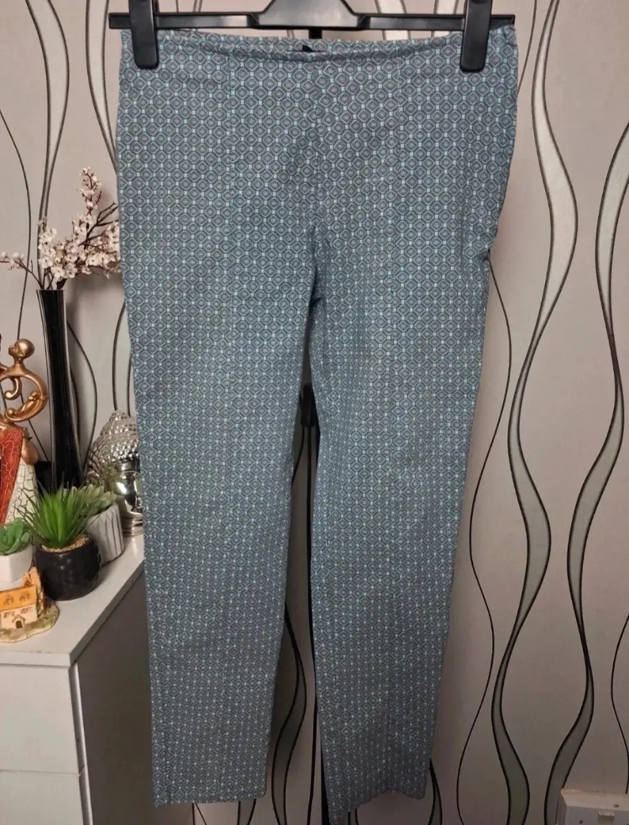 Atmosphere Green Patterned Lightweight Trousers UK 10