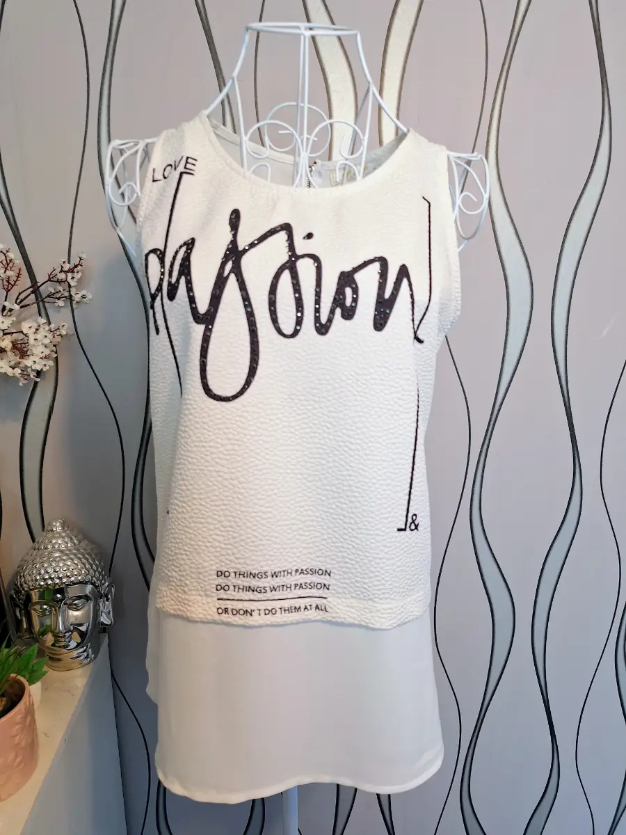 H & P White Sleeveless Textured Top UK 10