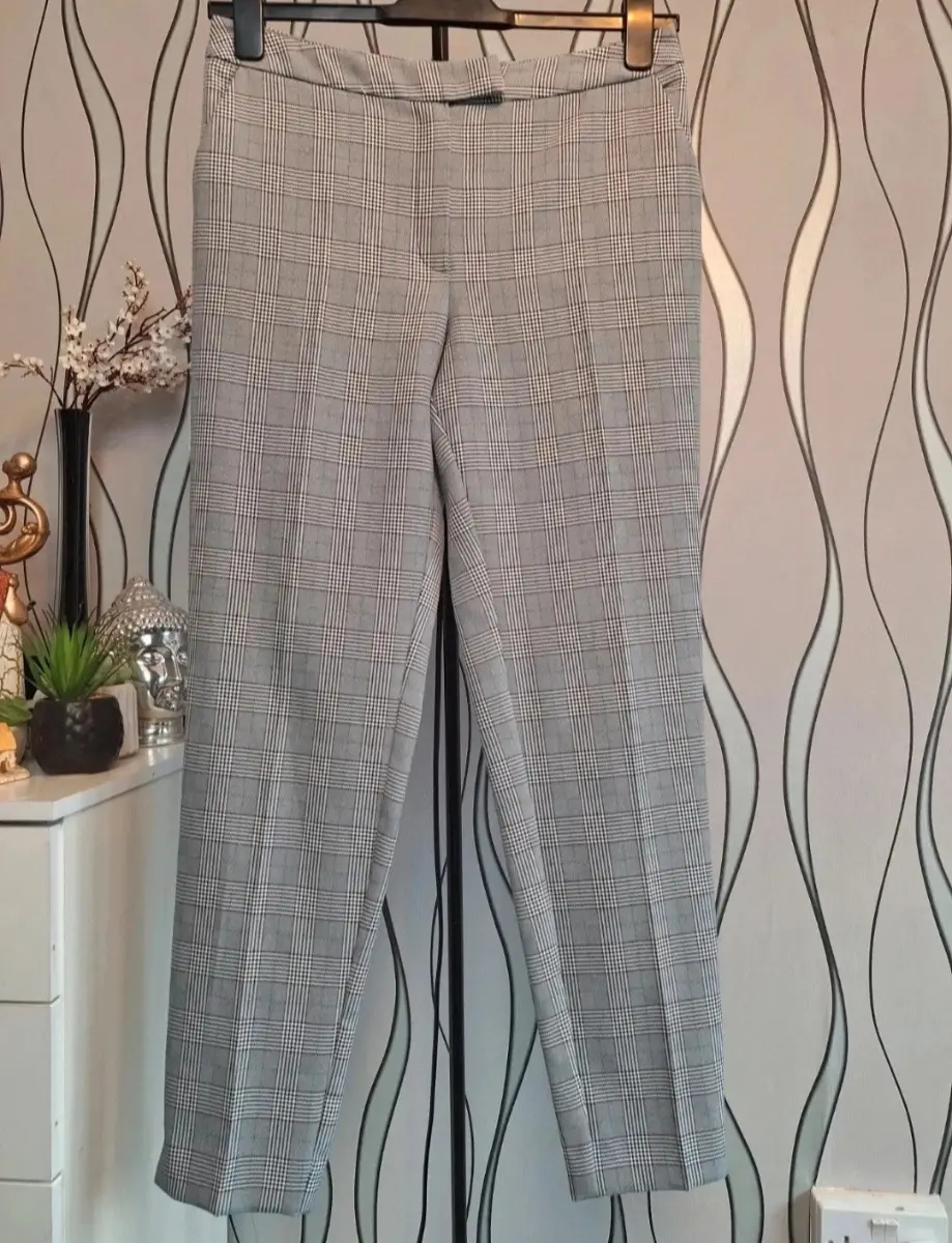 New Look Grey Check Tailored Trousers UK 10 Smart Office