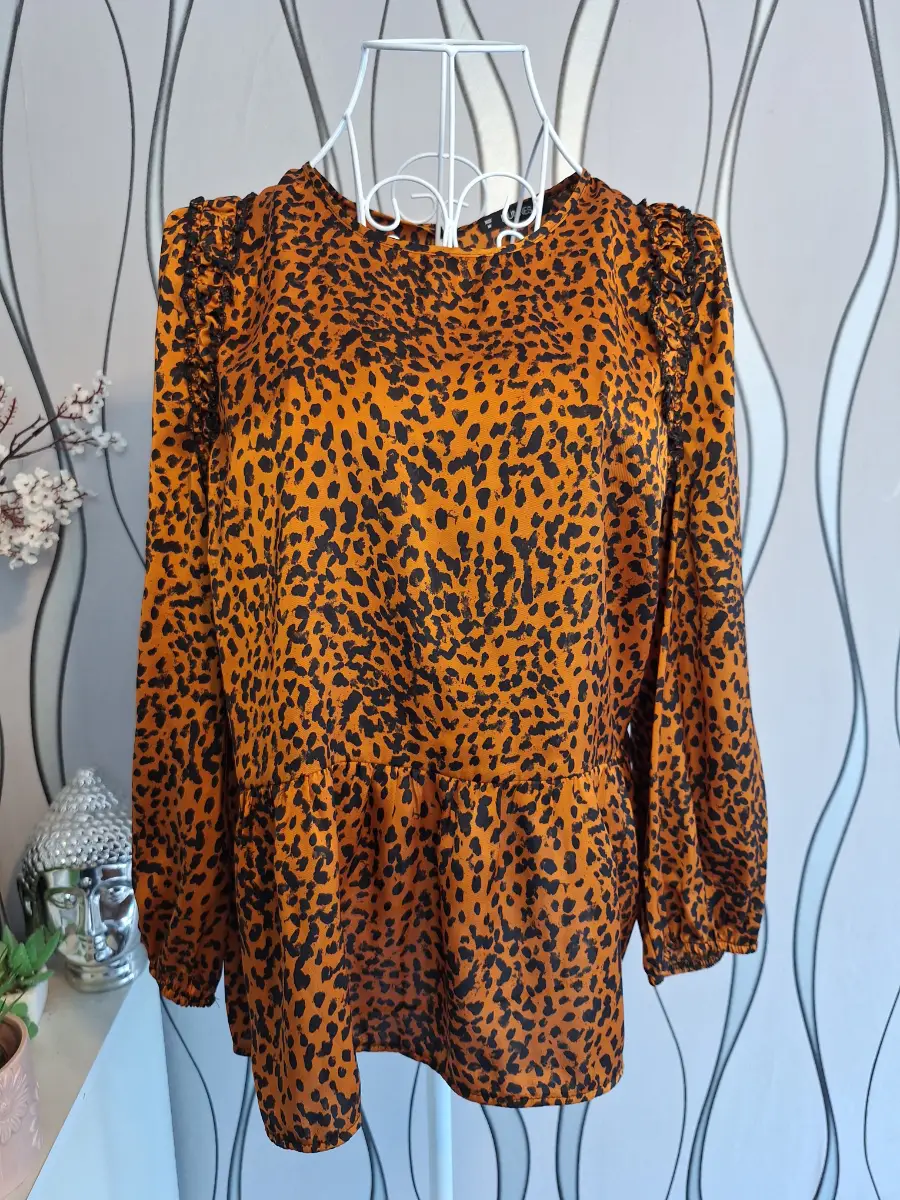 Dunnes Leopard Print Peplum Blouse UK 14/16