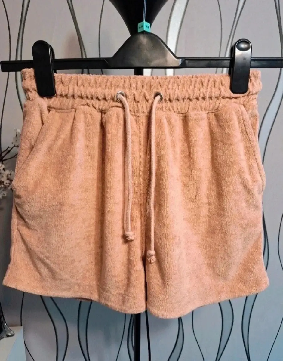 Missguided Beige Towelling Shorts UK 6 XS Drawstring