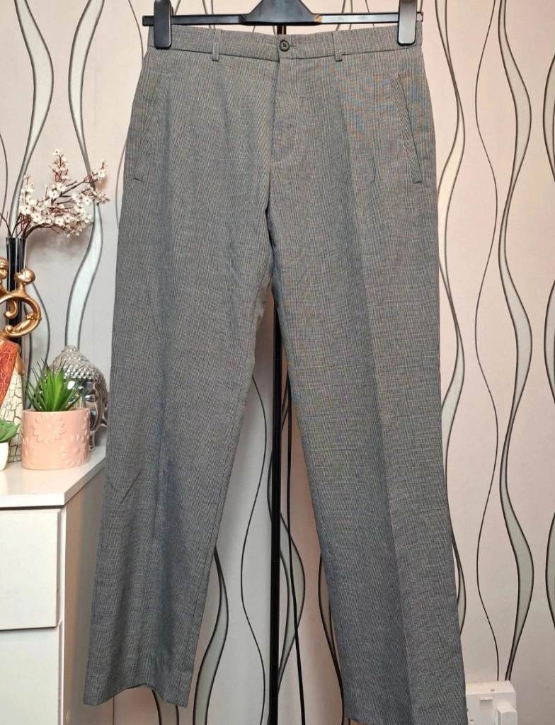 Taylor & Wright Grey Slim Fit Trousers W30 Short Small Check