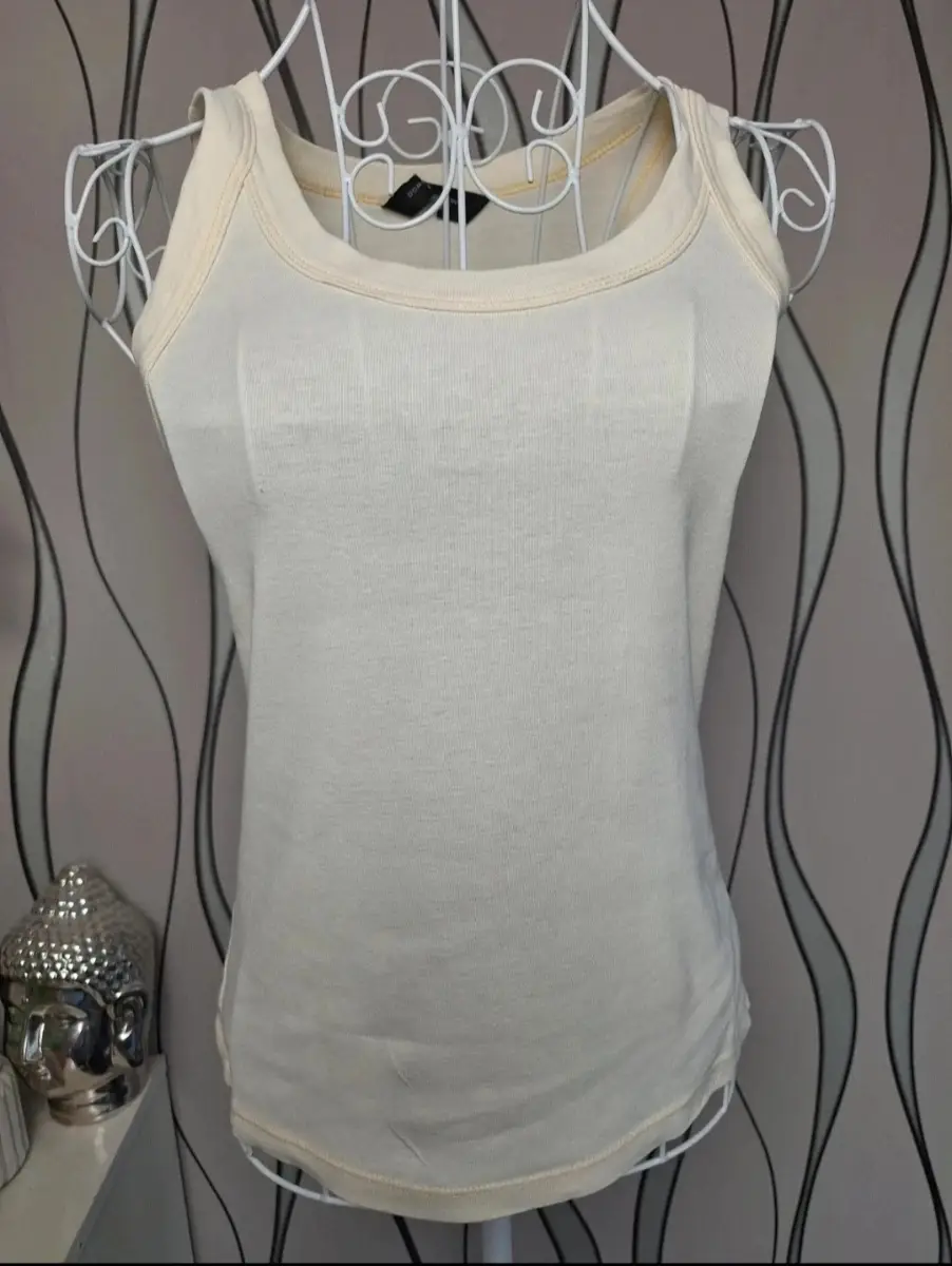 Dorothy Perkins Sleeveless Stretch Vest Top UK 10 Cream Basic Tank