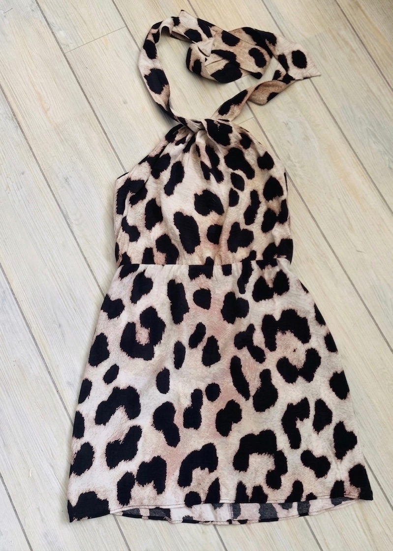 H&M leopard print halter neck dress size M