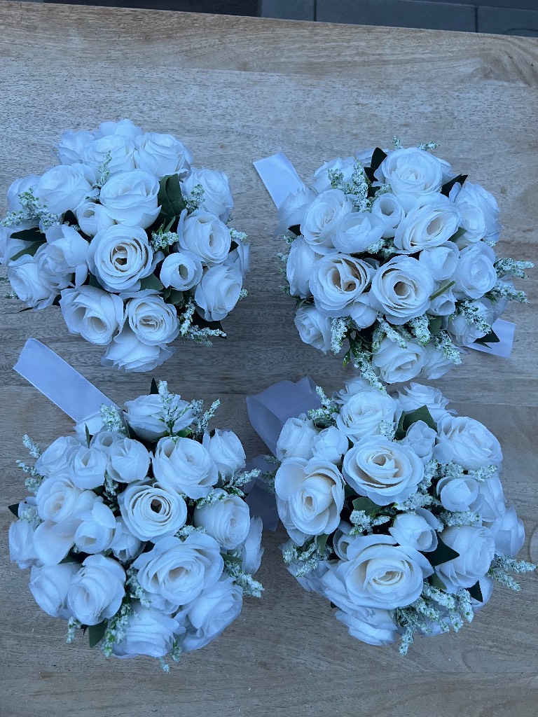 New 4 x Bridesmaids Bouquets silk roses wedding day artificial flowers