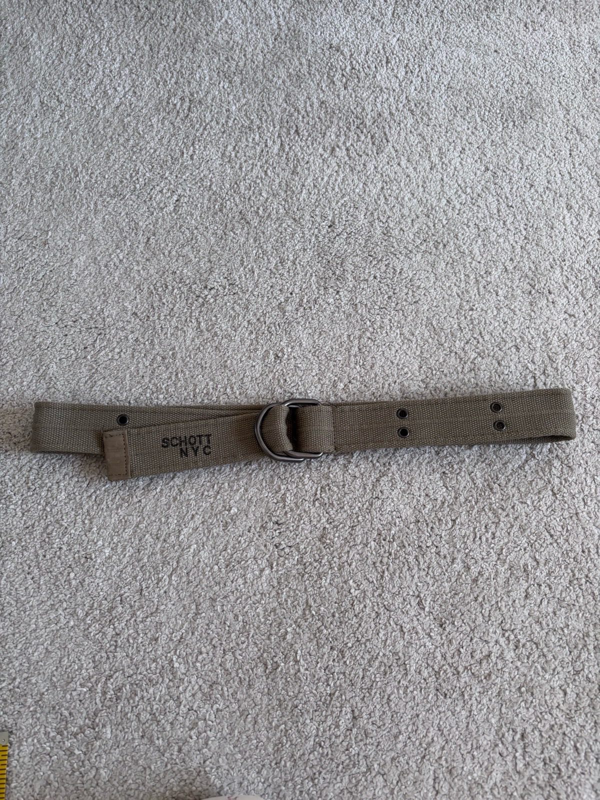 Y2K adjustable canvas belt, schott nyc rivet grommet detail upto 44”khaki, beige, pewter