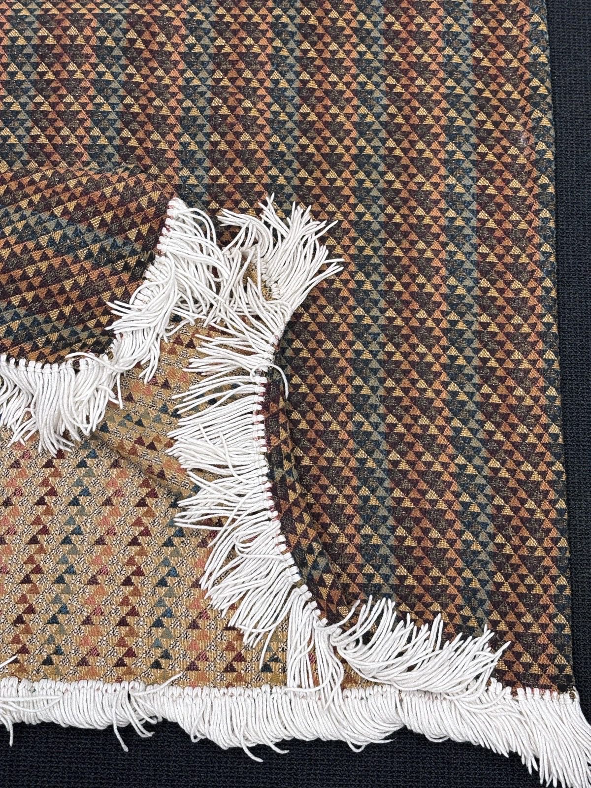 Large Vintage reversible Aztec western boho geometric tassel throw bedspread rug picnic blanket