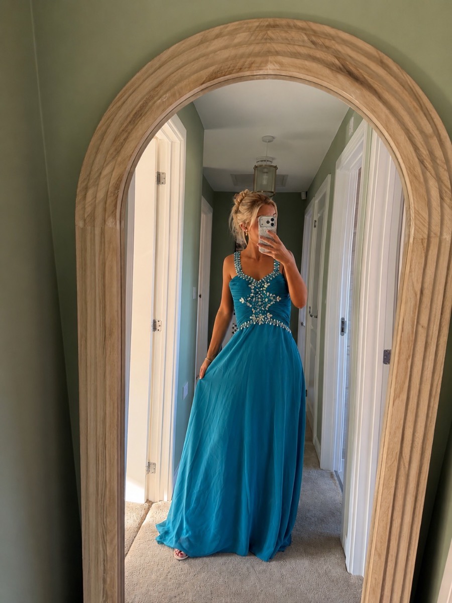 Shein blue teal prom dress size 8