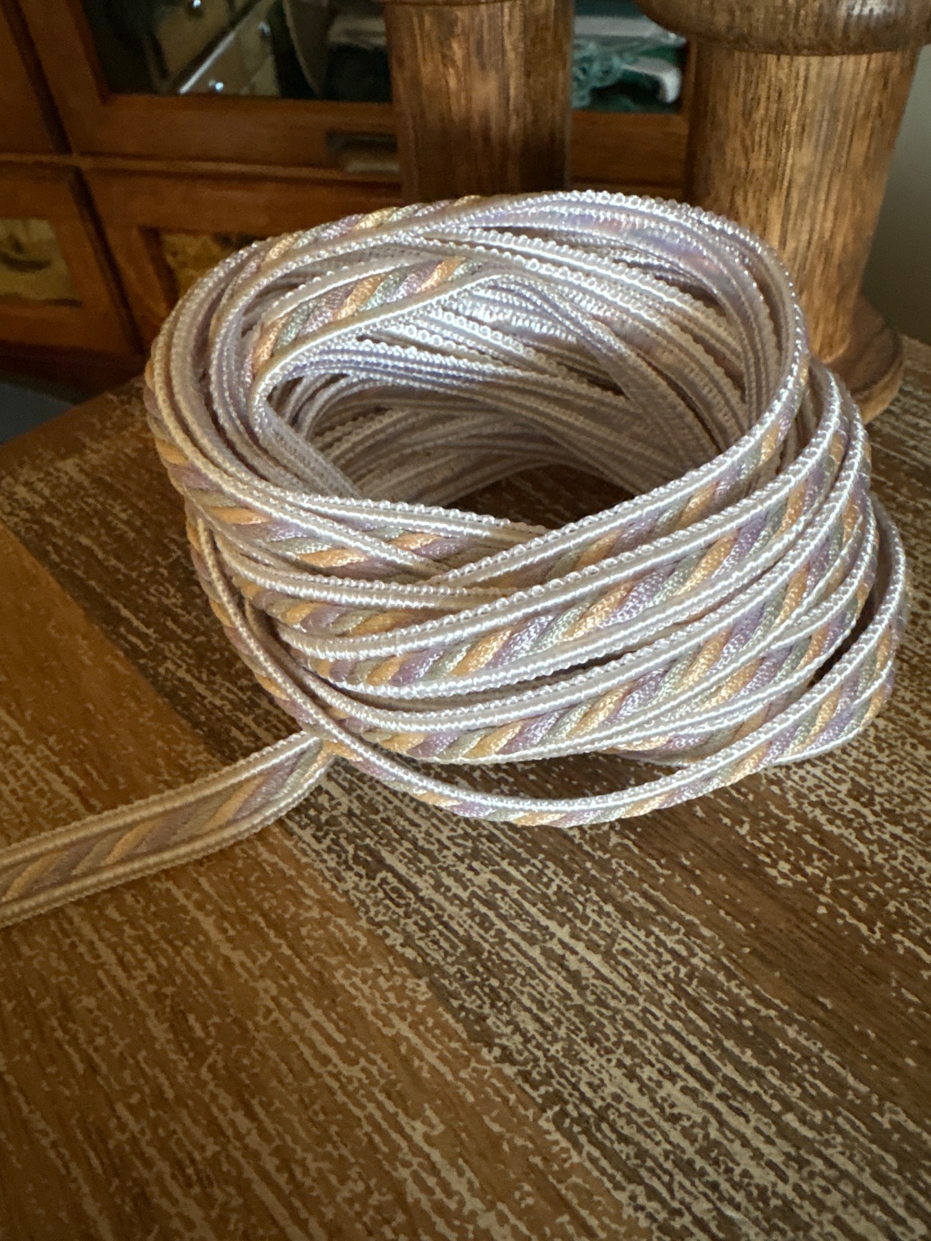 5 m of pretty vintage pastel colours green lilac orange lampshade craft braid trim