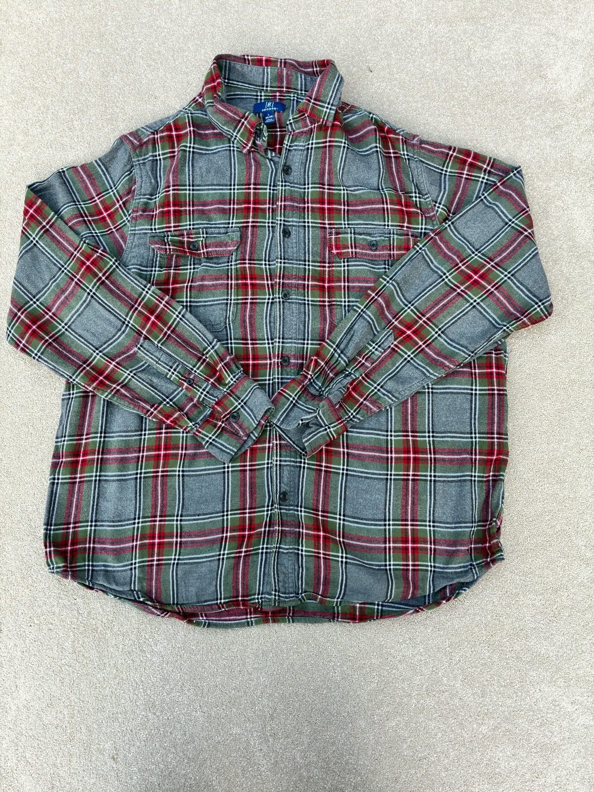 Men’s long sleeve vintage plaid flannel shirt