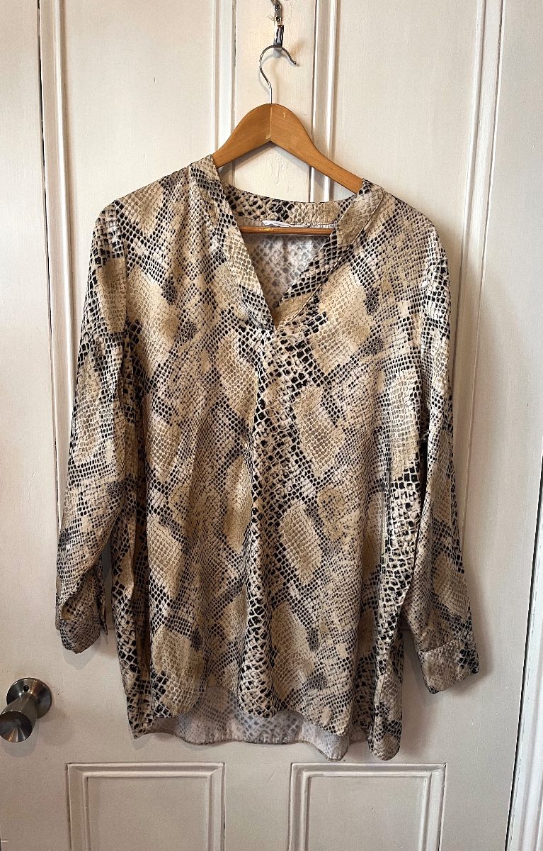 women's snake pattern longline blouse tunic size M 12-14