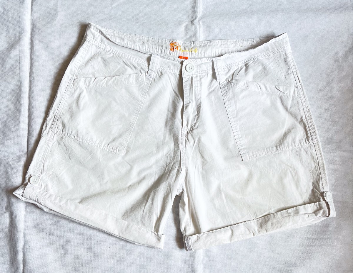 KYOTO LILY White Cotton Utility Shorts Size 12- 14 Summer Cargo Casual Beach