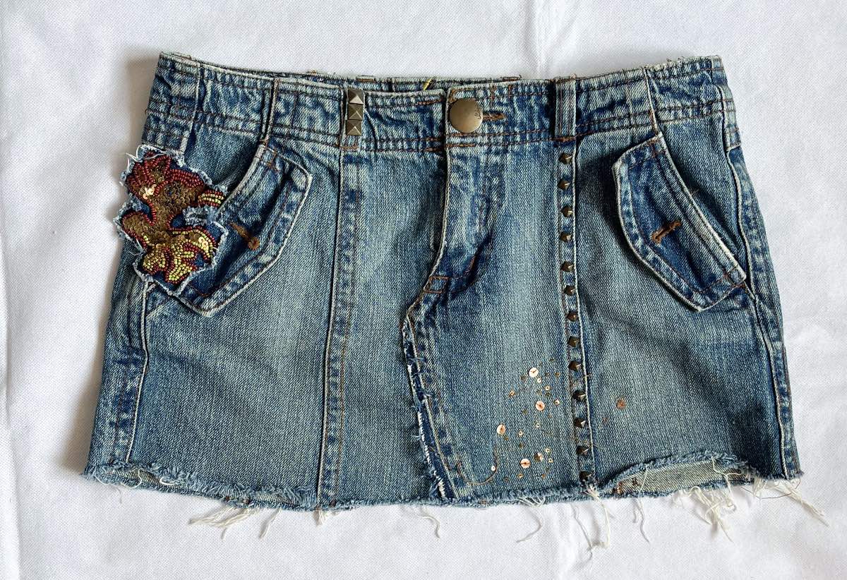 Xdye (Pull & Bear) Y2K rare Vintage Studded Denim Mini Skirt Size Uk 6. EUR 34
