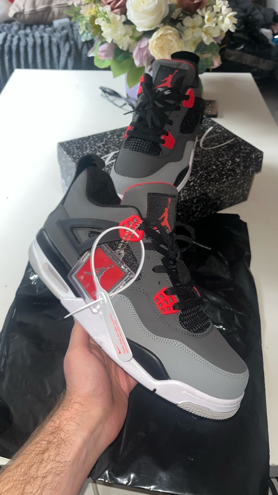 Jordan Air Jordan 4 Retro Black Cement Men’s Basketball Shoes UK 11