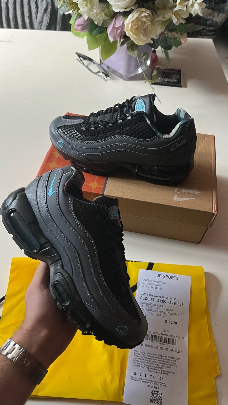 Nike Air Max 95 TT Corteiz Grey/Black/Blue Trainers Mens UK 7 EU 41