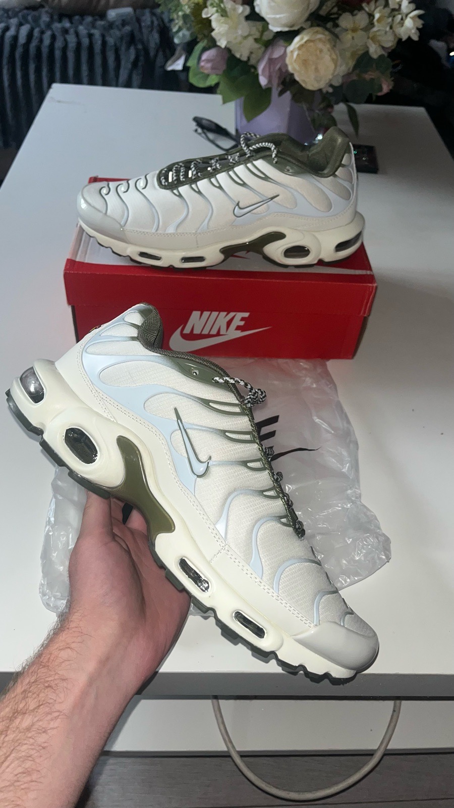 Nike Air Max Plus TN White/Green Low Top Trainers Mens UK 11 EU 45 US 12