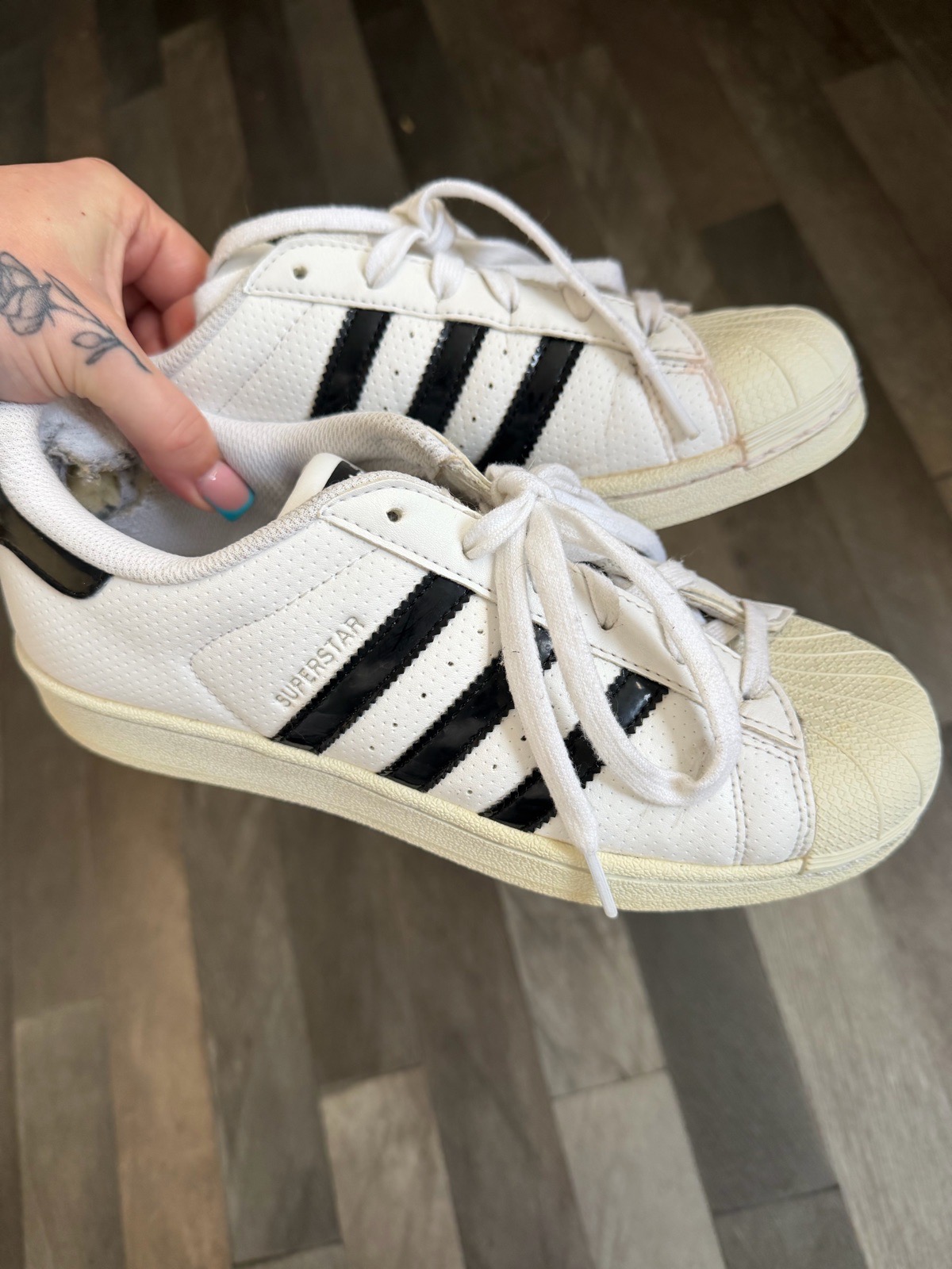Adidas Superstar White & Black Trainers Size 5 UK