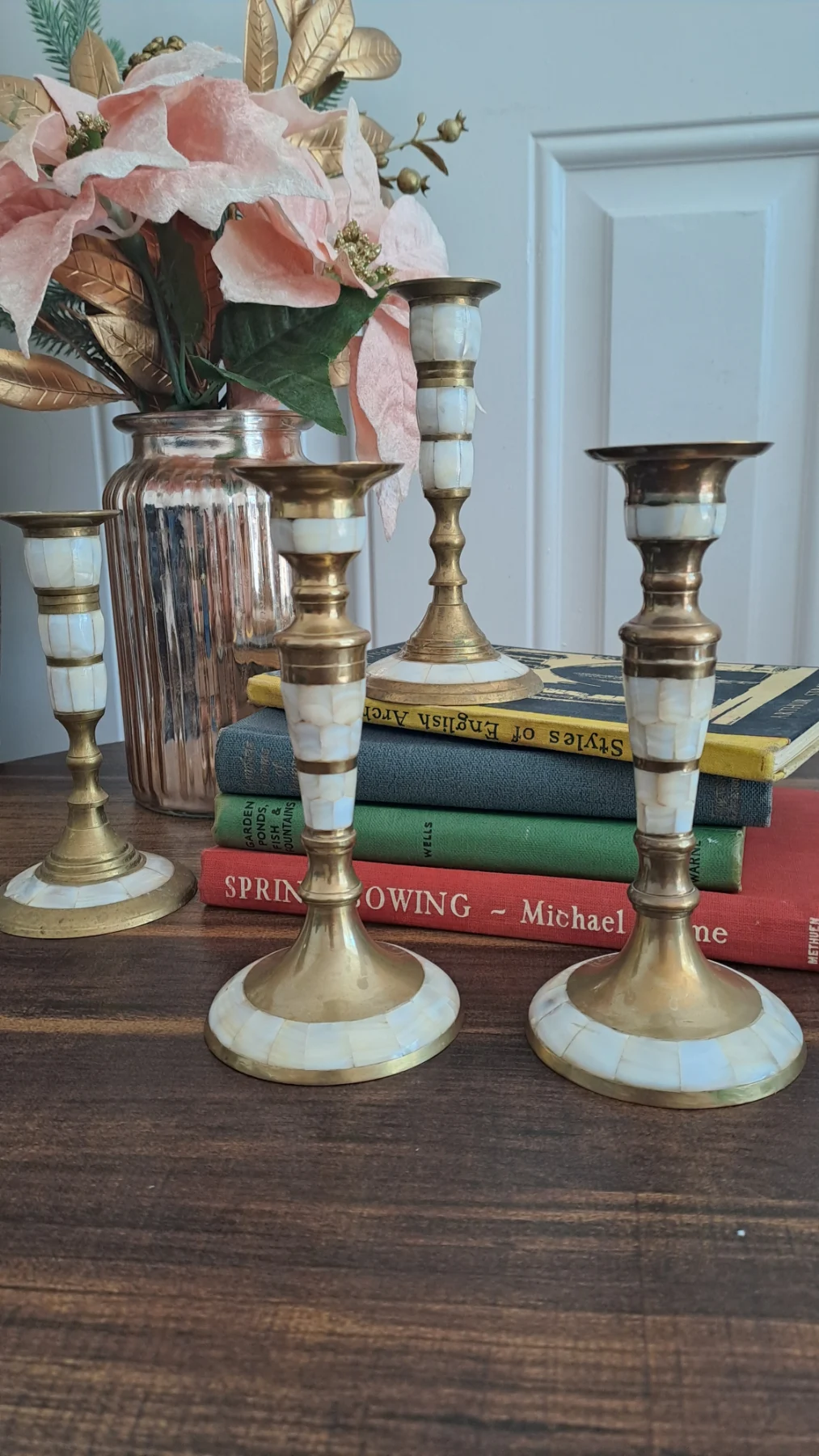 4 mother of pearl candle holder s