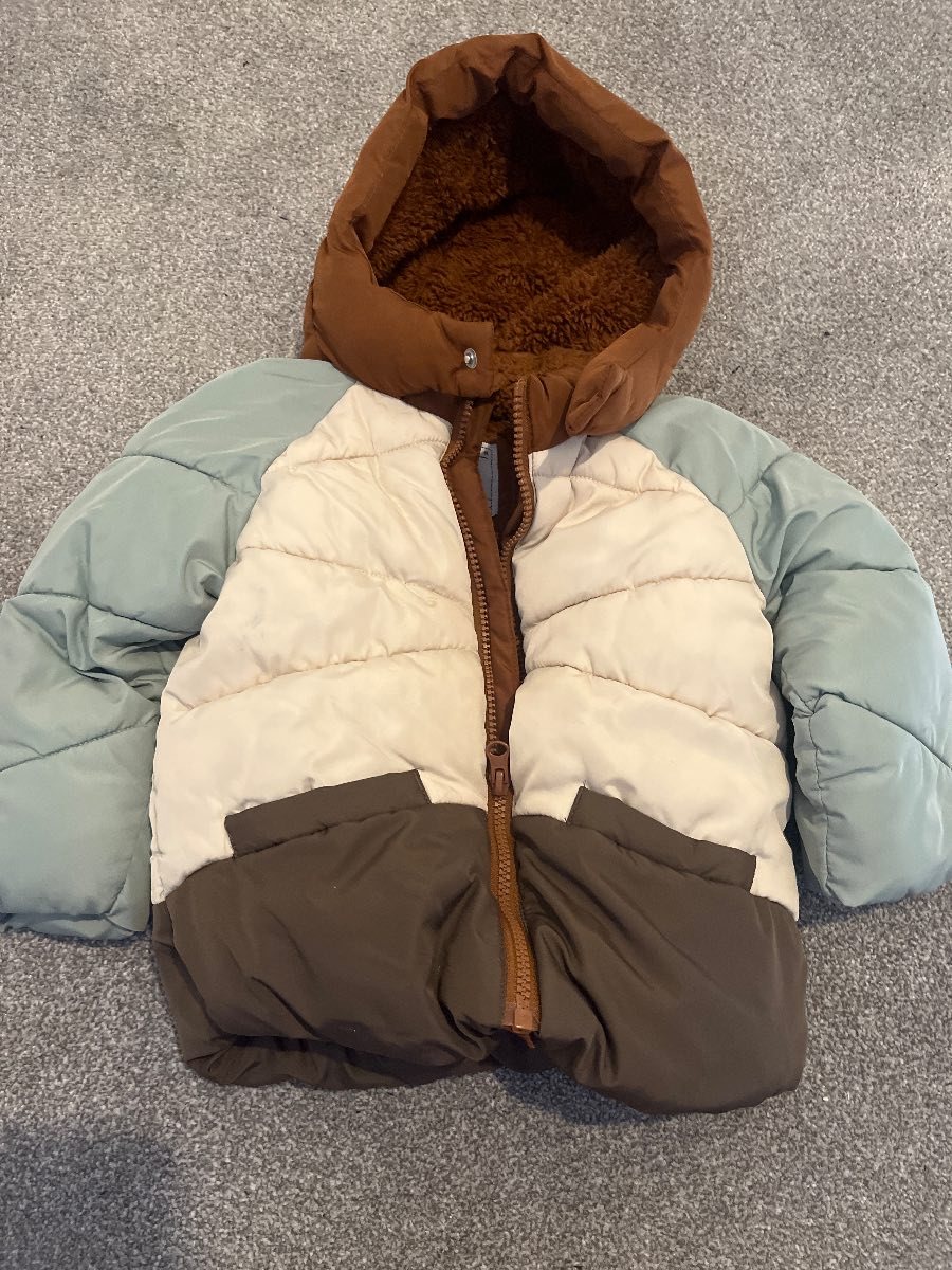 Kids Colorblock Puffer Jacket | Warm Fleece-Lined Hooded Winter Coat