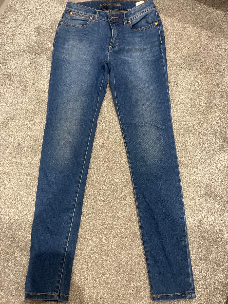 MICHAEL KORS Women's Blue Denim Jeans Gold Hardware Slim Skinny Fit⁠