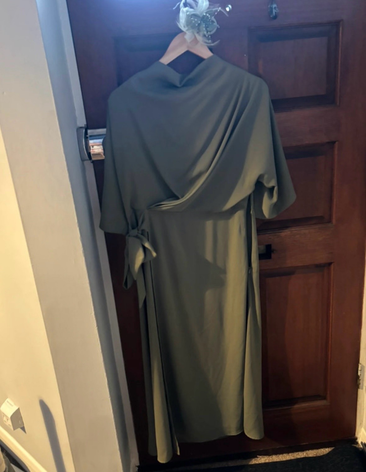 Green Dress with Matching Fascinator - Size 10