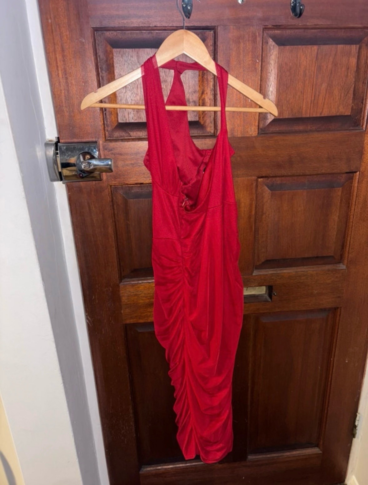 Red One-Shoulder Ruched Dress