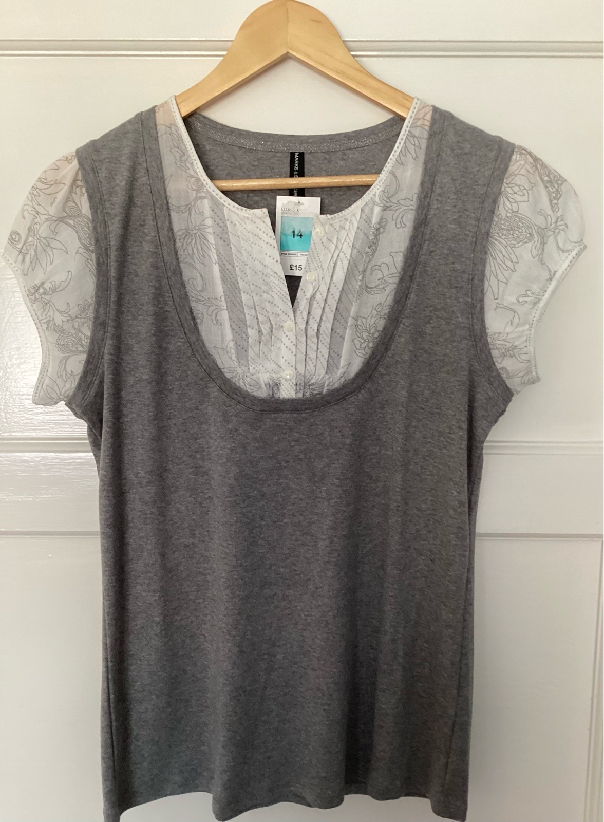 Layered Short Sleeve Top by Marks & Spencer Size 14