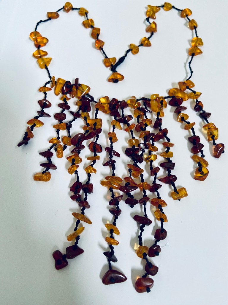 Vintage Honey Baltic Amber chip necklace multi drop strands