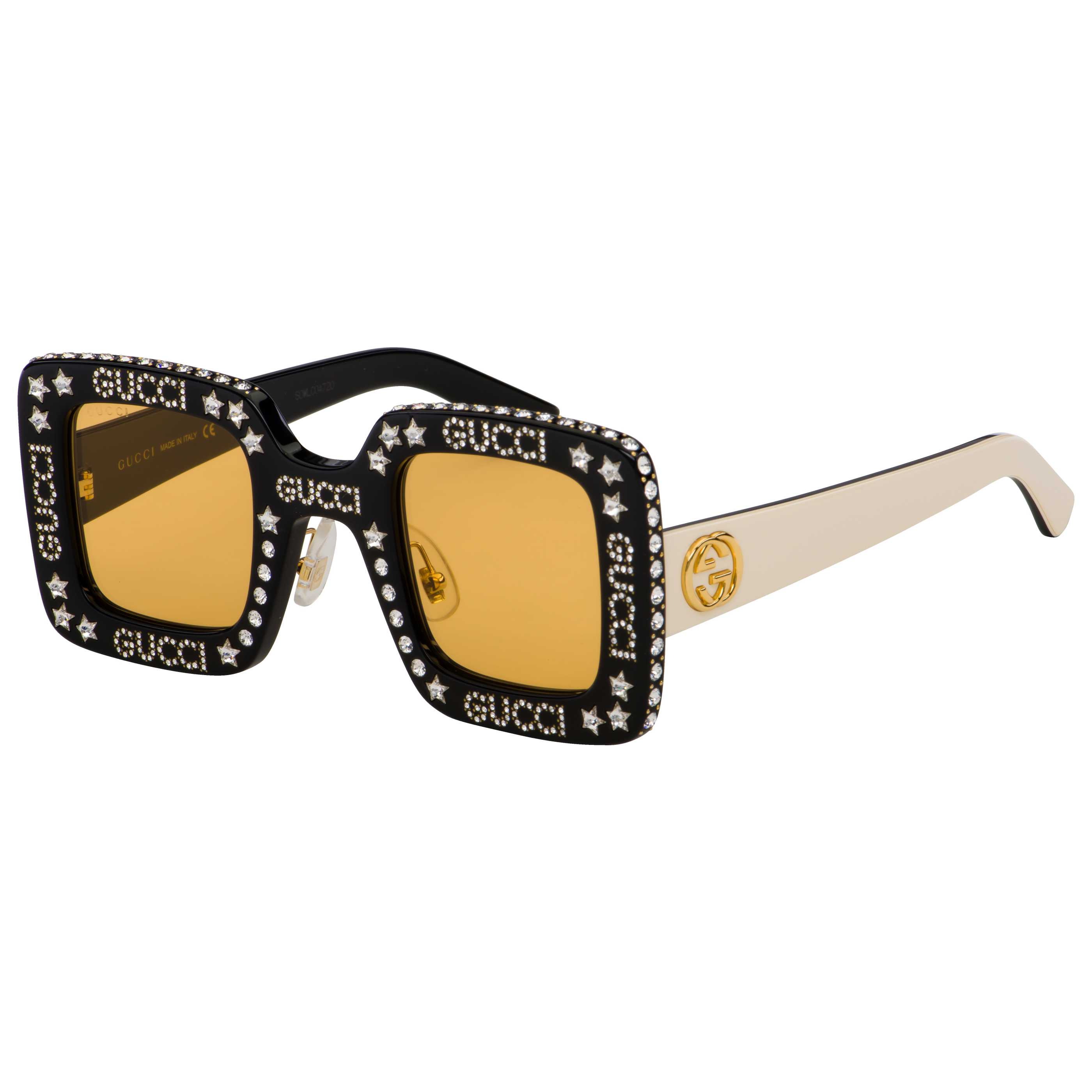 Gucci GG0780S 008 Black/Yellow Square Women's Sunglasses