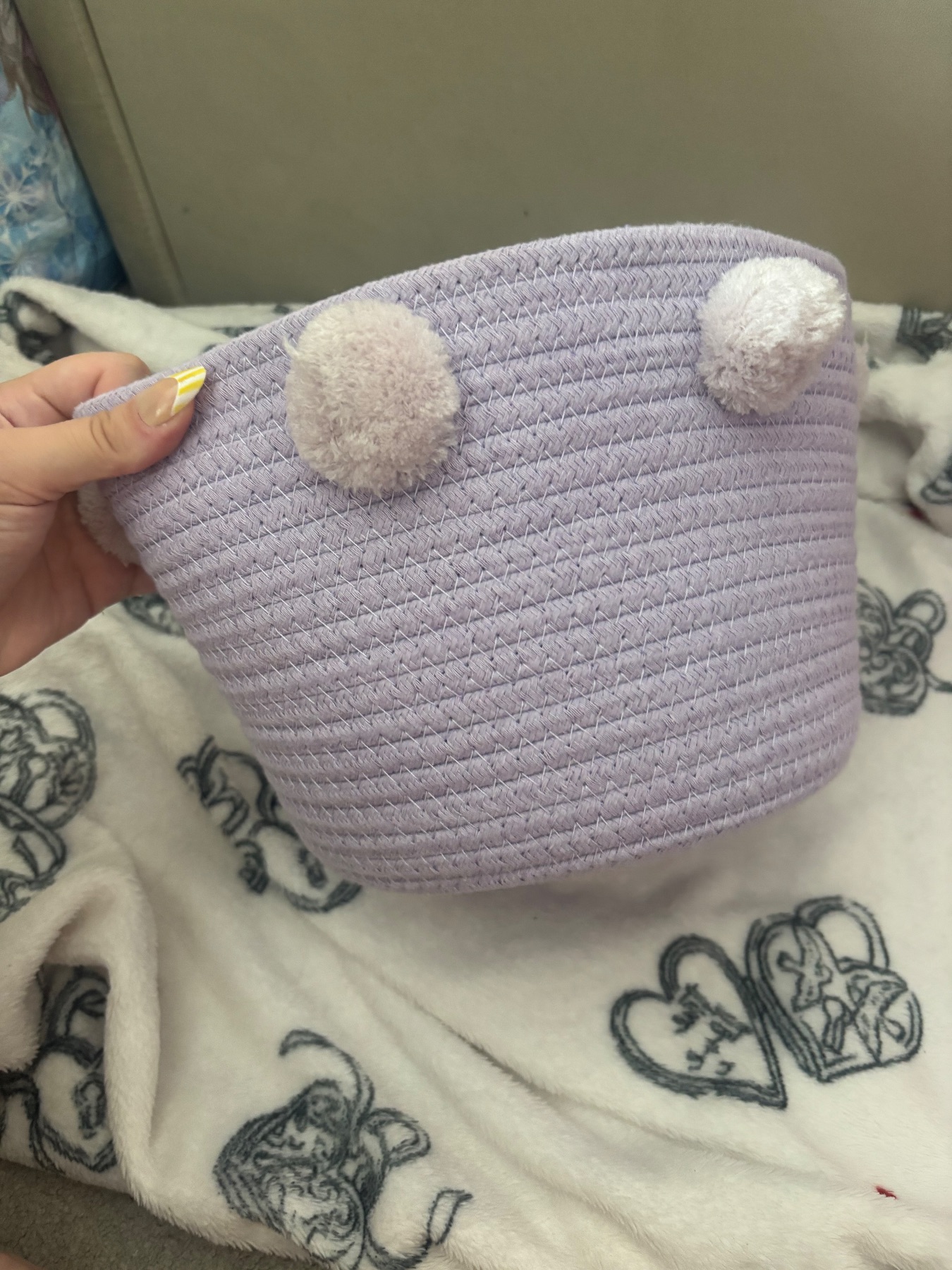 Purple Pom Pom Basket