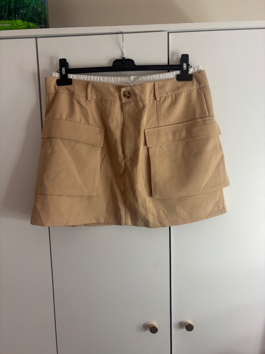 Beige Cargo Waistband Mini Skirt Size 16